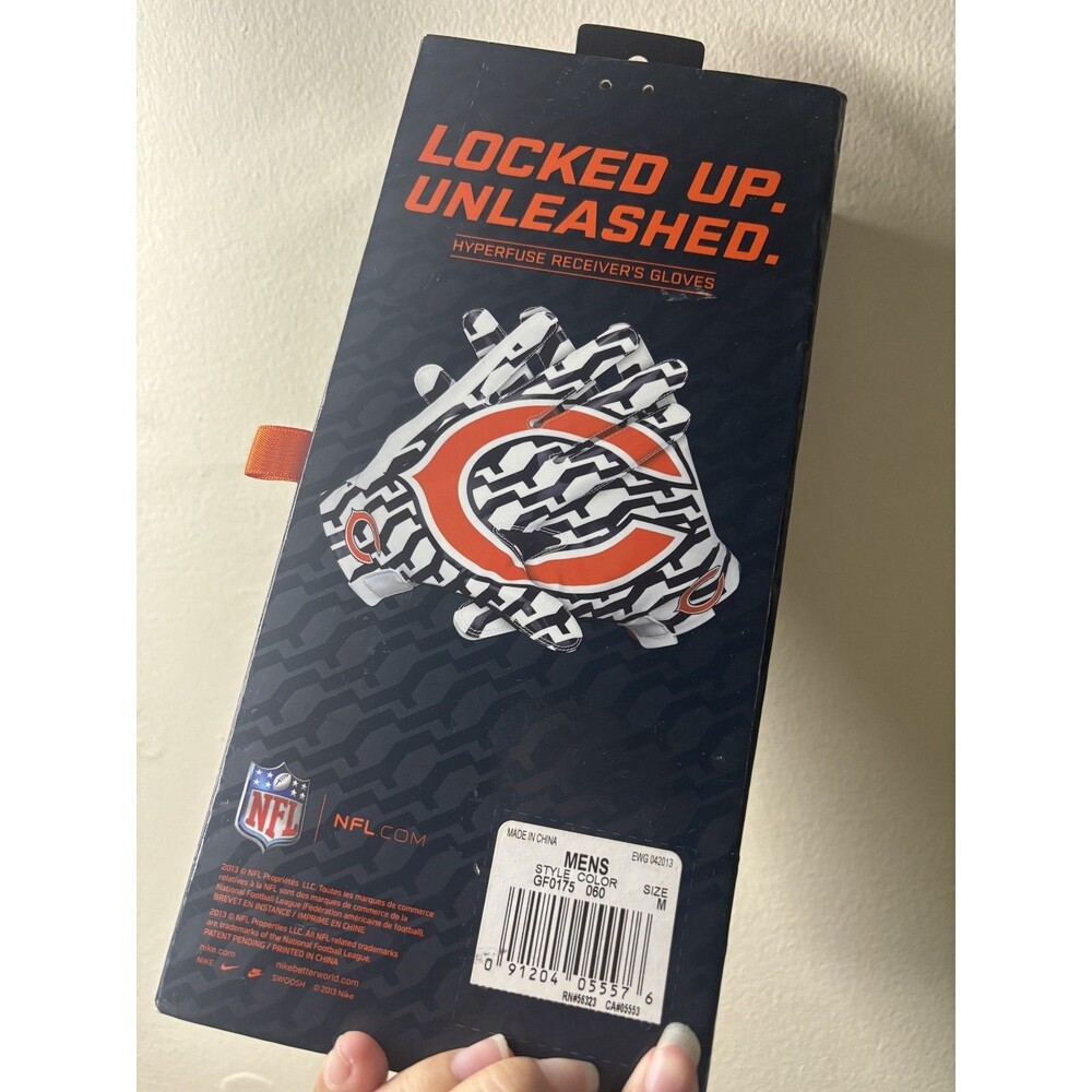 NIKE VAPOR JET Field NFL CHICAGO BEARS RECEIVERS FOOTBALL GLOVES -Size M